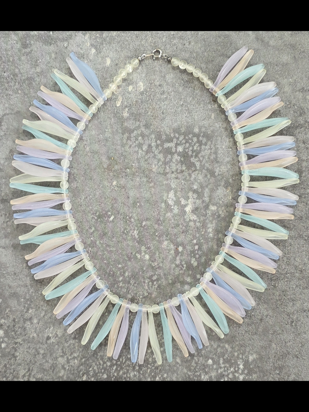 Vintage 1980s Pastel Lucite Fringe Bib Necklace